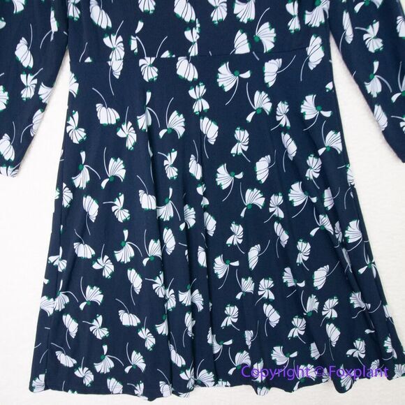 ELOQUII Navy Blue Petal Pusher Floral Tie Neck Long Sleeve Midi Dress, size 16 - Picture 11 of 14